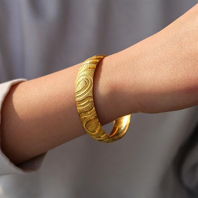 22 Ayar Altın Kaplama İmitasyon Desenli Bilezik 15mm BLZ-1280