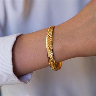 22 Ayar Altın Kaplama İmitasyon Rüzgar Model Bilezik 1 cm BLZ-3006