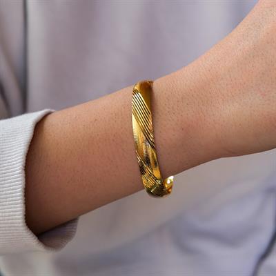 22 Ayar Altın Kaplama İmitasyon Yan Çizgili Bilezik 1 cm BLZ-3007