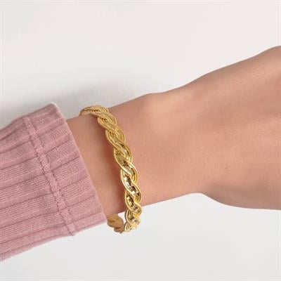 22 Ayar Altın Kaplama İnce Örgü İmitasyon Bilezik BLZ-1023