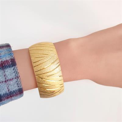 22 Ayar Altın Kaplama Mega Kaz Ayağı Bilezik 3 CM BLZ-3018