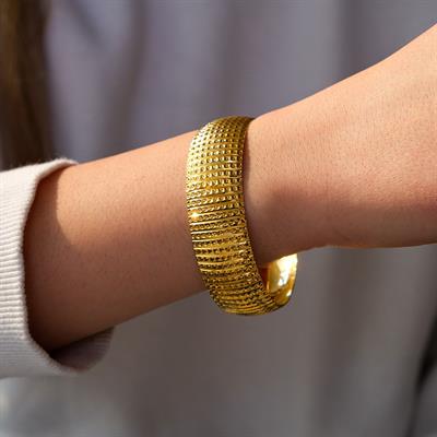 22 Ayar Altın Kaplama Noktalı Bilezik 2 CM Kalınlık BLZ-3015