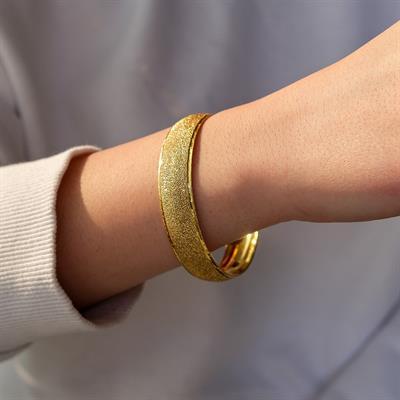 22 Ayar Altın Kaplama Simli Bilezik 15mm Kalınlık BLZ-3012