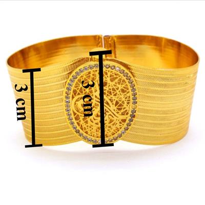 22 Ayar Altın Kaplama Tuğralı Taşlı Trabzon Kelepçe Bilezik BLZ-213