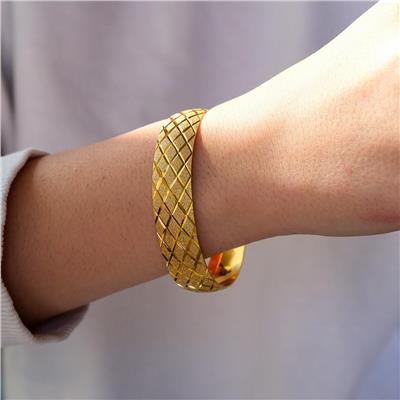 22 Ayar Altın Kaplama Baklava Deseneli 15 mm Bilezik BLZ-1426