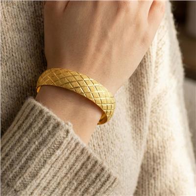 22 Ayar Altın Kaplama Baklava Deseneli 15 mm Bilezik BLZ-1426