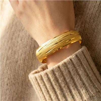 22 Ayar Altın Kaplama İmitasyon Bilezik 15mm Kalınlık BLZ-1290