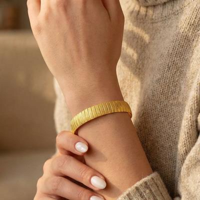 22 Ayar Altın Kaplama İmitasyon Çizgili Bilezik 1 cm BLZ-3005