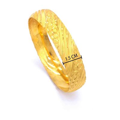 22 Ayar Altın Kaplama İmitasyon Desenli Bilezik 15mm Kalın BLZ-1302