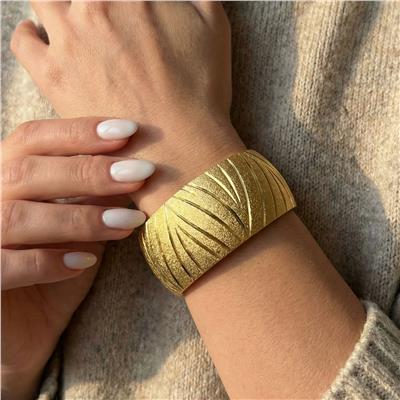 22 Ayar Altın Kaplama Mega Kaz Ayağı Bilezik 3 CM BLZ-3018