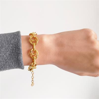 22 Ayar Altın Kaplama Samanyolu - Uzayyolu Lazer Işlemeli Bileklik