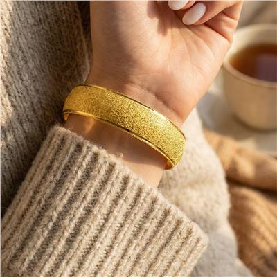 22 Ayar Altın Kaplama Simli Bilezik 15mm Kalınlık BLZ-3012