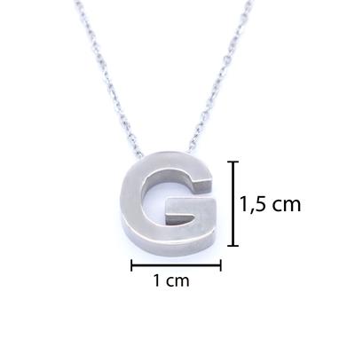 316L Çelik  G Harf Kolye 55 cm KLY-547