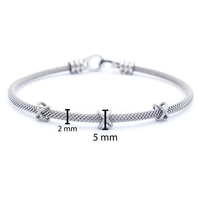 316L Çelik Düğüm Detaylı Gri Erkek Kelepçe Bileklik EBLK-422