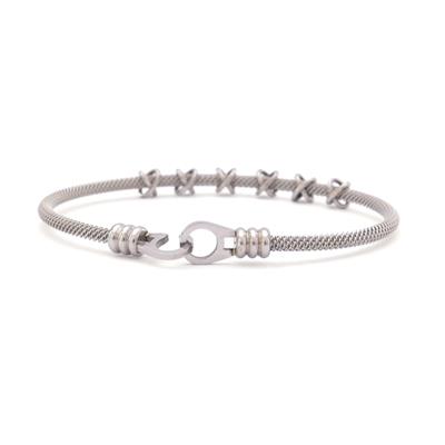 316L Çelik Düğüm Detaylı Gri Erkek Kelepçe Bileklik EBLK-425