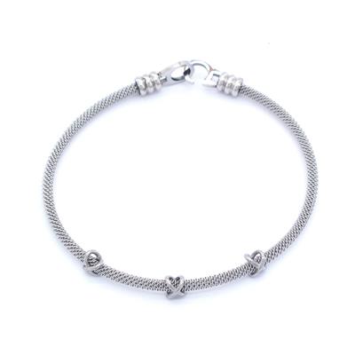 316L Çelik Düğüm Detaylı Gri Erkek Kelepçe Bileklik EBLK-422