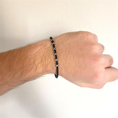 316L Çelik Düğüm Detaylı Siyah Erkek Kelepçe Bileklik EBLK-426