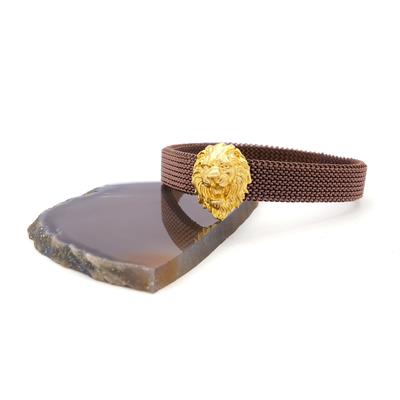 316L Çelik Kahverengi Aslan Figürlü Erkek Kelepçe Bileklik EBLK-418