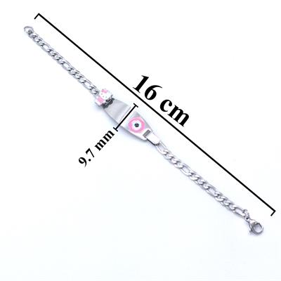 316L Çelik Pembe Nazar Boncuklu Hello Kitty Çocuk Bileklik BLK-961