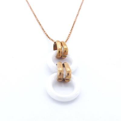 316L Çelik Rose Beyaz Halkalı Kadın Set SET-156