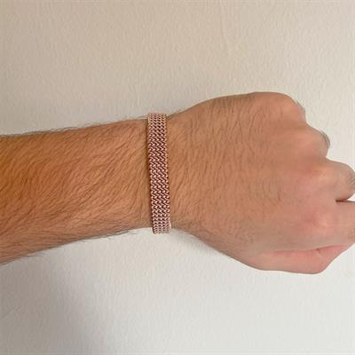 316L Çelik Rose Gold Halat Model Erkek Kelepçe Bileklik EBLK-412