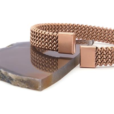 316L Çelik Rose Gold Halat Model Erkek Kelepçe Bileklik EBLK-412