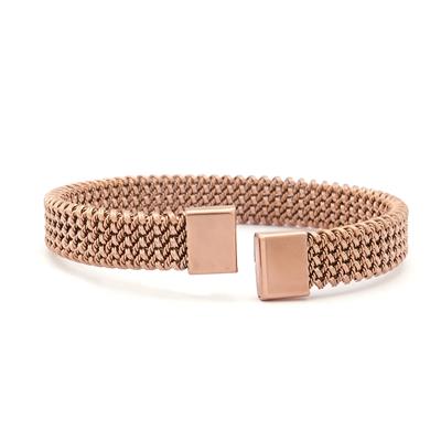 316L Çelik Rose Gold Halat Model Erkek Kelepçe Bileklik EBLK-412