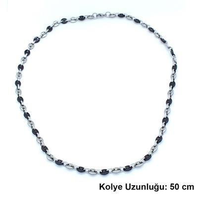 316L Çelik Siyah-Beyaz Zincir Erkek Set SET-137