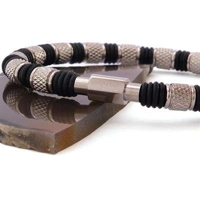 316L Çelik Siyah Erkek Spor Kelepçe Bileklik EBLK-448