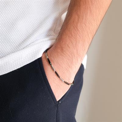 316L Çelik Siyah Gri Çift Renkli Spor Erkek Bileklik EBLK-439