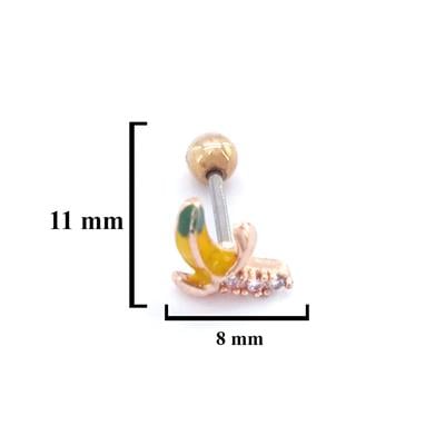 316L Çelik Zirkon Taşlı Rose Muz Piercing PRC-160