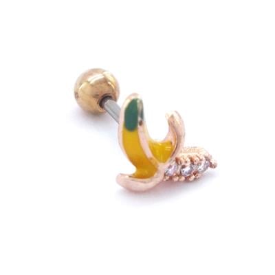 316L Çelik Zirkon Taşlı Rose Muz Piercing PRC-160