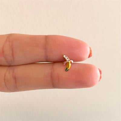 316L Çelik Zirkon Taşlı Rose Muz Piercing PRC-160