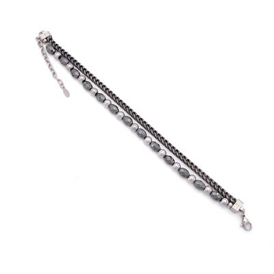 316L Erkek Çelik Bileklik Gri Hematit Taşlı Spor Zincir Bileklik EBLK-460