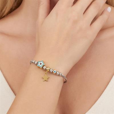 316L Çelik Çift Renk Dorika Toplu Yıldızlı Bileklik BLK-941