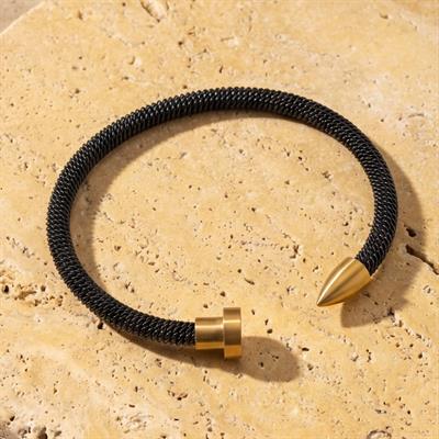 316L Çelik Çift Renkli Siyah Erkek Kelepçe Bileklik EBLK-315