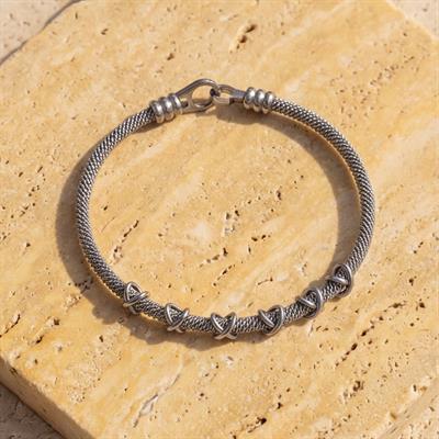 316L Çelik Düğüm Detaylı Gri Erkek Kelepçe Bileklik EBLK-425