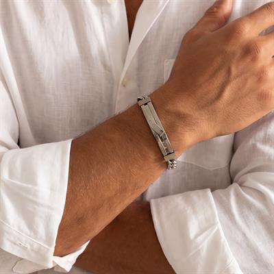 316L Çelik Figaro Zincir Model Zirkon Taşlı Love Yazılı Erkek Bileklik EBLK- 288