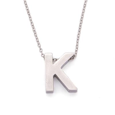 316L Çelik K Harf Kolye 55 cm KLY-548