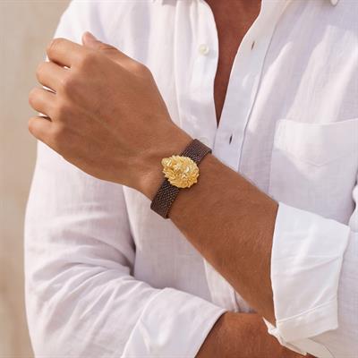 316L Çelik Kahverengi Aslan Figürlü Erkek Kelepçe Bileklik EBLK-418