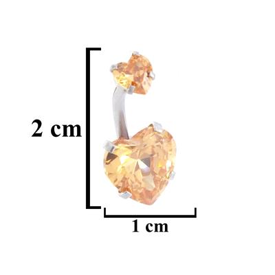 316L Çelik Kalp Model Zirkon Taşlı Piercing  PRC-210
