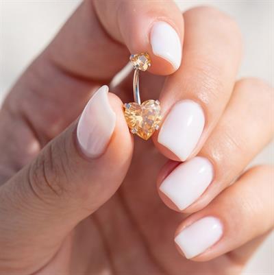 316L Çelik Kalp Model Zirkon Taşlı Piercing  PRC-210