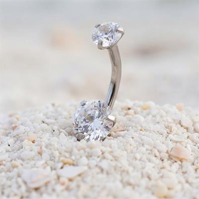 316L Çelik Küçük Zirkon Taşlı Piercing  PRC-212