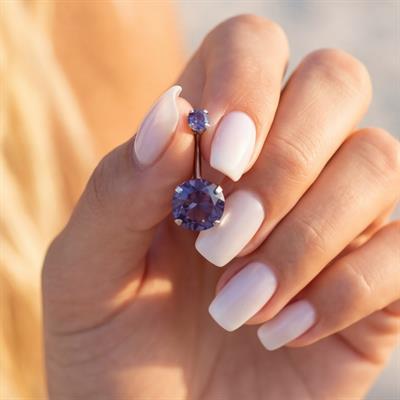 316L Çelik Mor Zirkon Taşlı Piercing PRC-111
