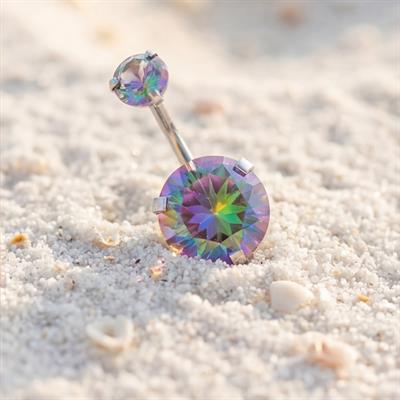 316L Çelik Mor Zirkon Taşlı Piercing PRC-206