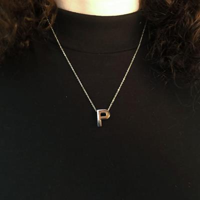 316L Çelik P Harf Kolye 55 cm KLY-550
