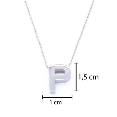 316L Çelik P Harf Kolye 55 cm KLY-550