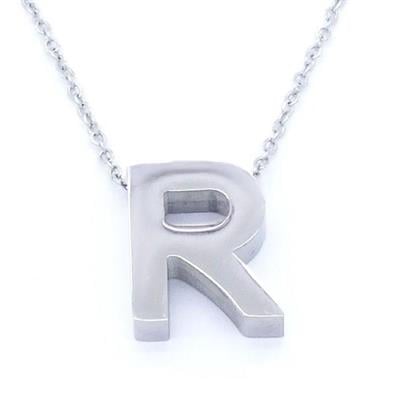 316L Çelik R Harf Kolye 55 cm KLY-549