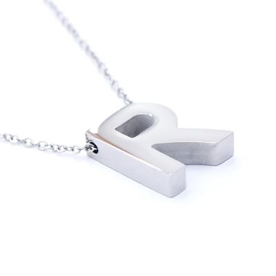 316L Çelik R Harf Kolye 55 cm KLY-549