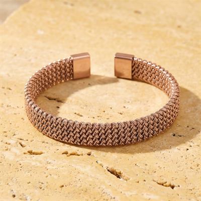 316L Çelik Rose Gold Halat Model Erkek Kelepçe Bileklik EBLK-412